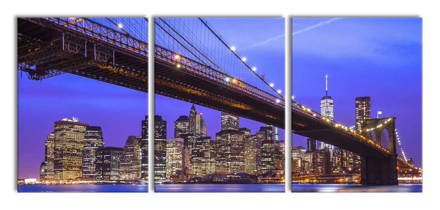 New York Brooklyn Bridge, XXL Leinwandbild als 3 Teiler