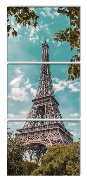 Eifelturm Paris, XXL Leinwandbild als 3 Teiler
