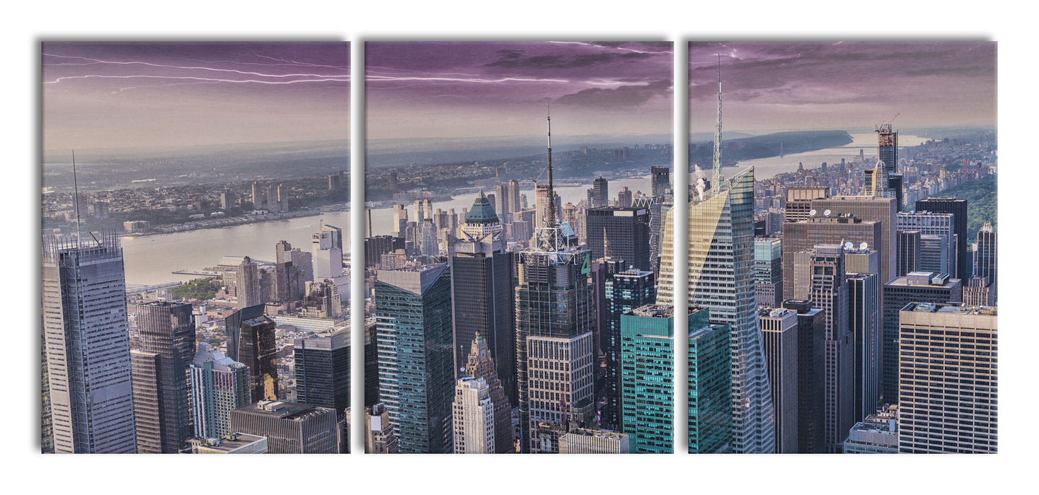 Skyline New York, XXL Leinwandbild als 3 Teiler