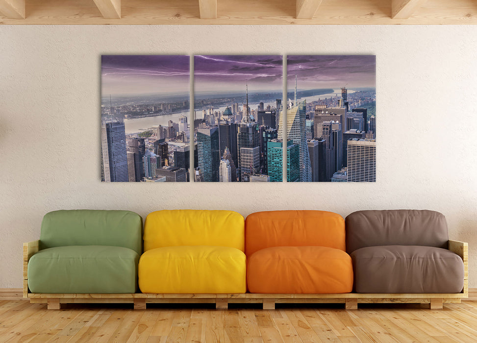 Skyline New York, XXL Leinwandbild als 3 Teiler