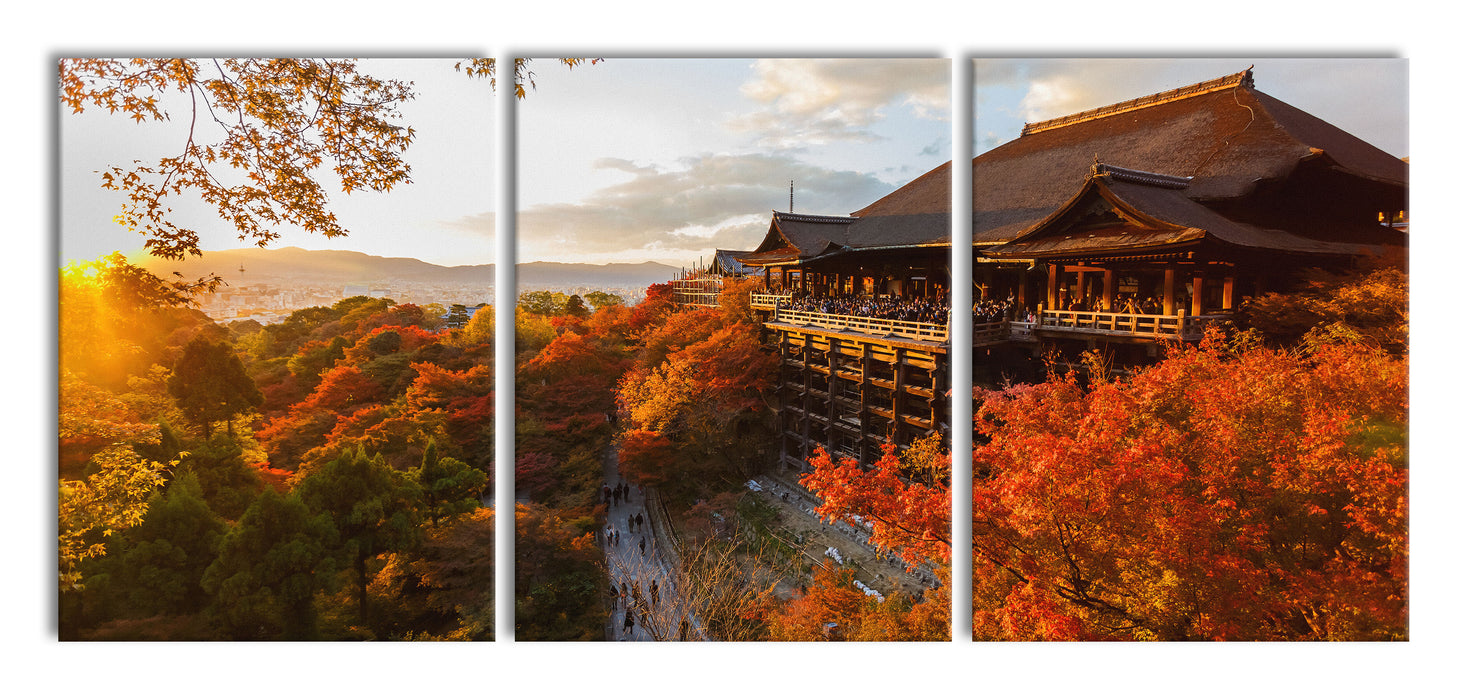 Majestäisches Japanisches Gebäude, XXL Leinwandbild als 3 Teiler