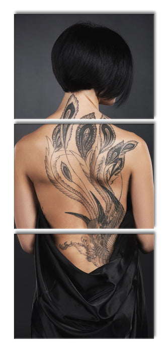Sexy Dragon Tattoo, XXL Leinwandbild als 3 Teiler