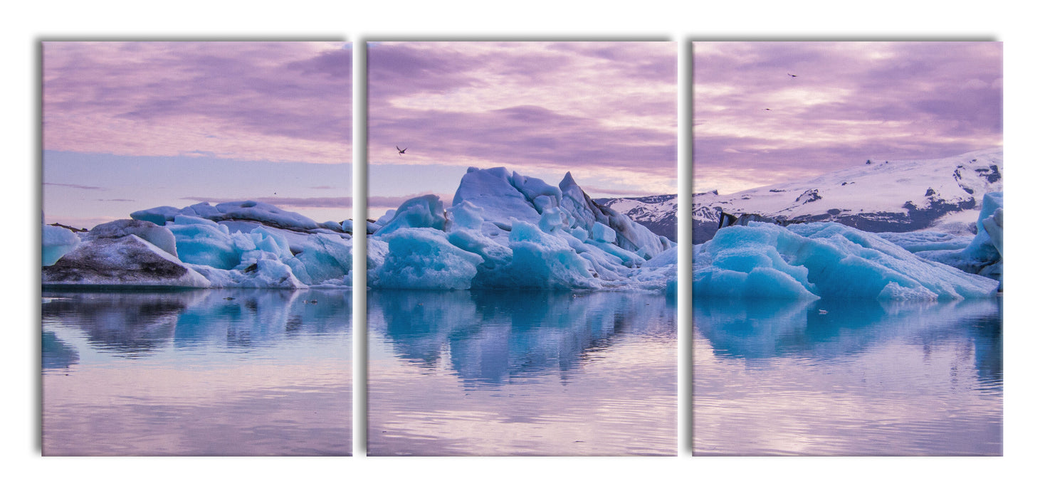 Wunderschöne Eisberglandschaft, XXL Leinwandbild als 3 Teiler