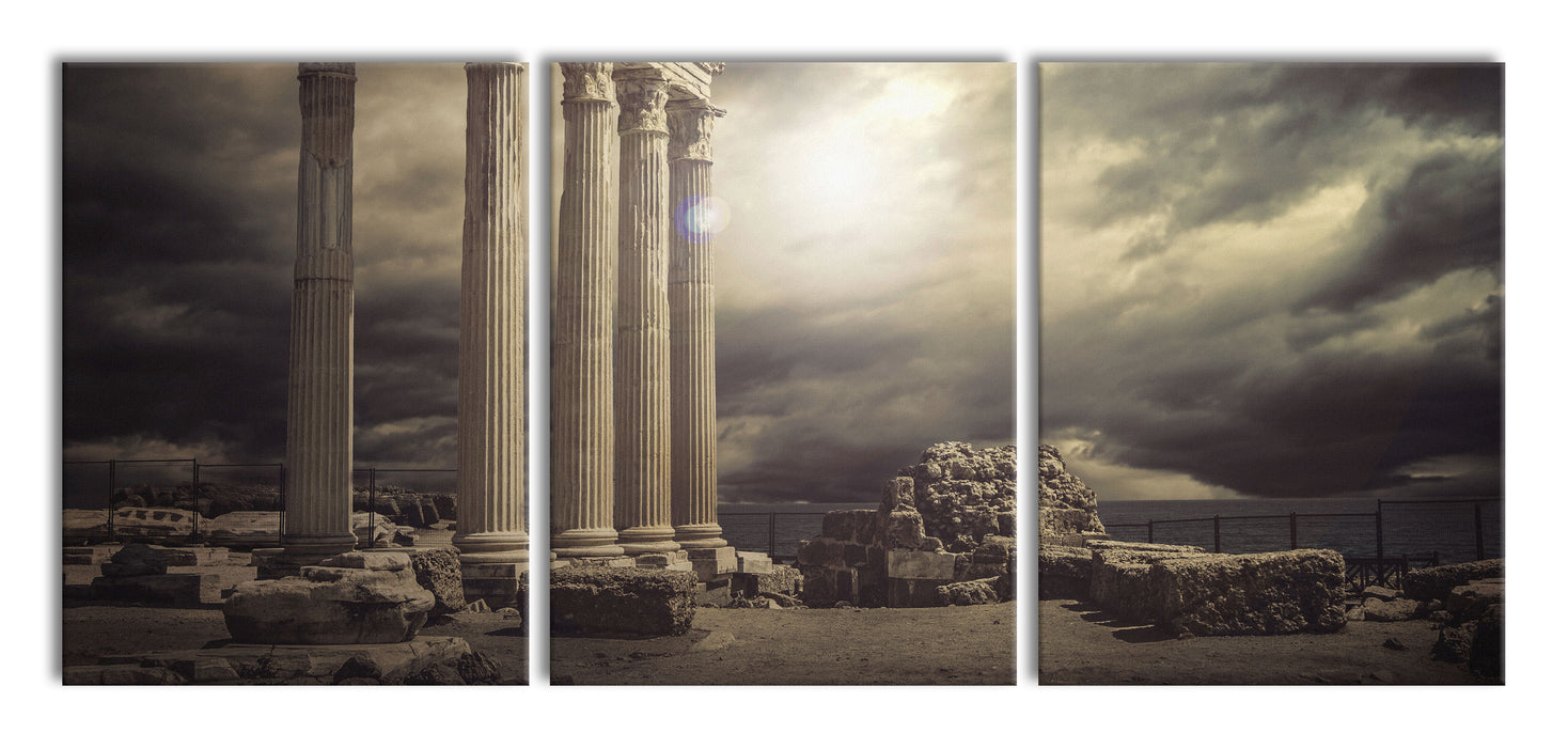 Apollon Tempel Ruine in Side, XXL Leinwandbild als 3 Teiler