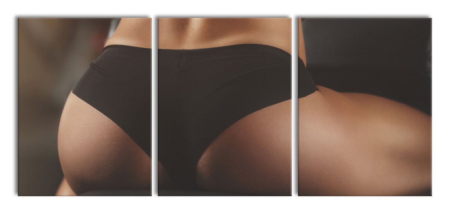 Frauenkörper von hinten, XXL Leinwandbild als 3 Teiler