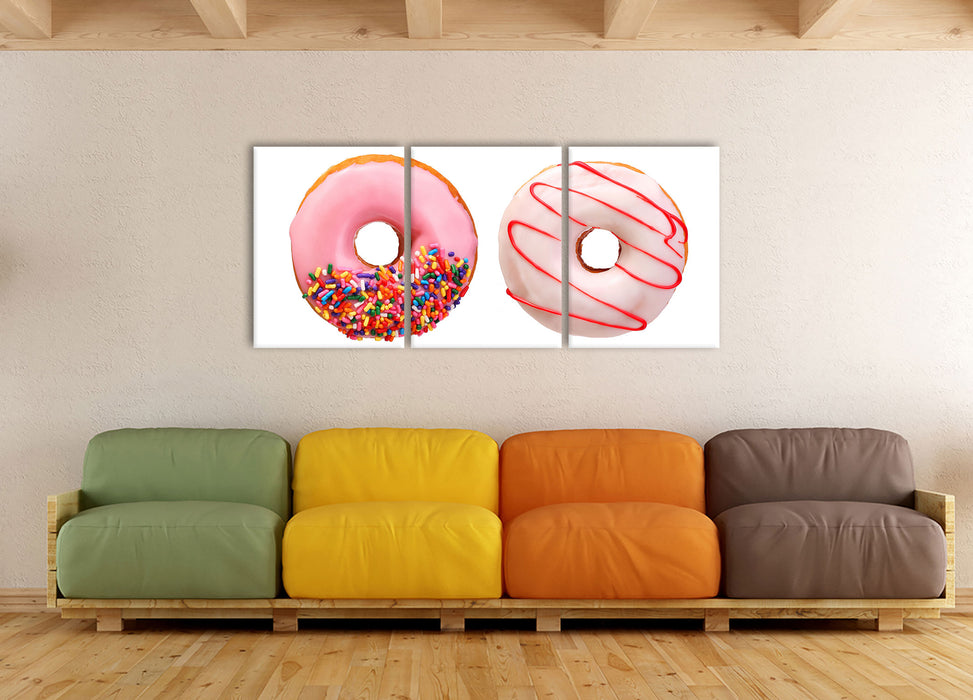 Glasierte Donuts, XXL Leinwandbild als 3 Teiler