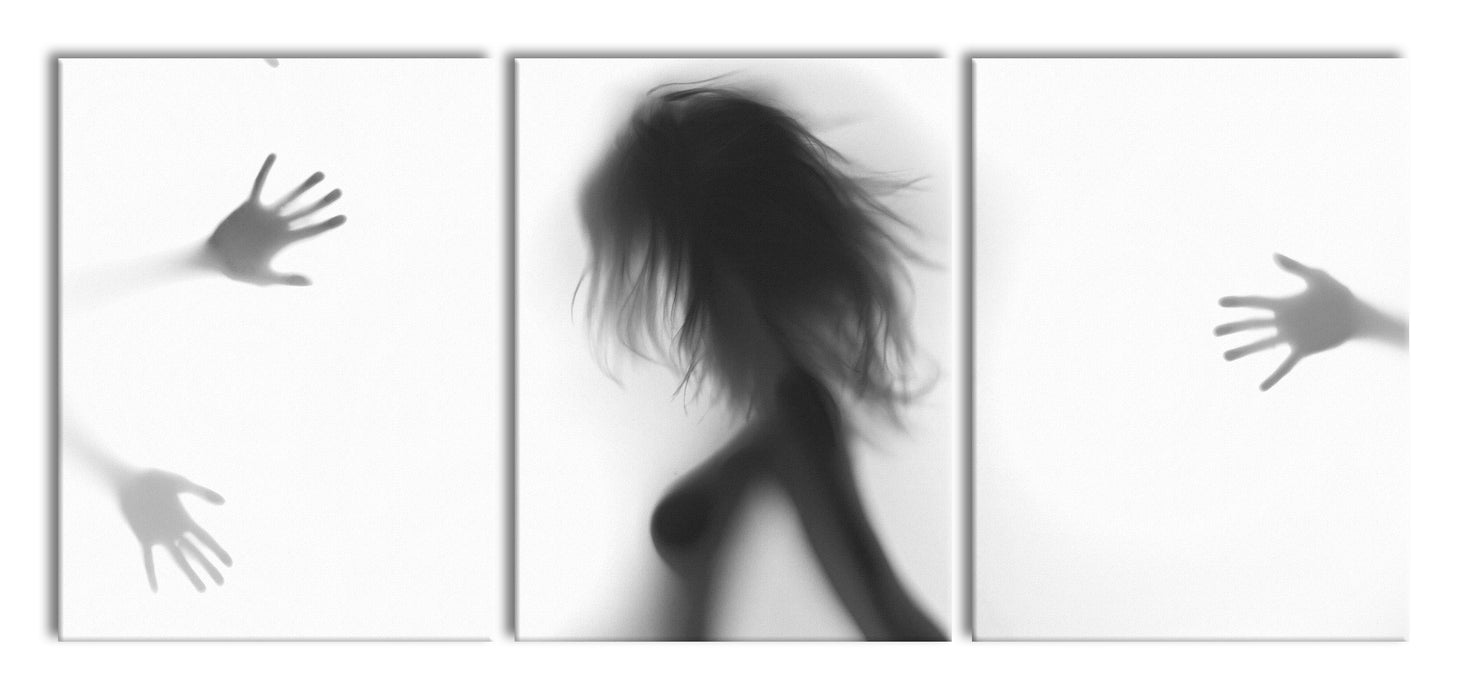 Schatten einer Frau, XXL Leinwandbild als 3 Teiler