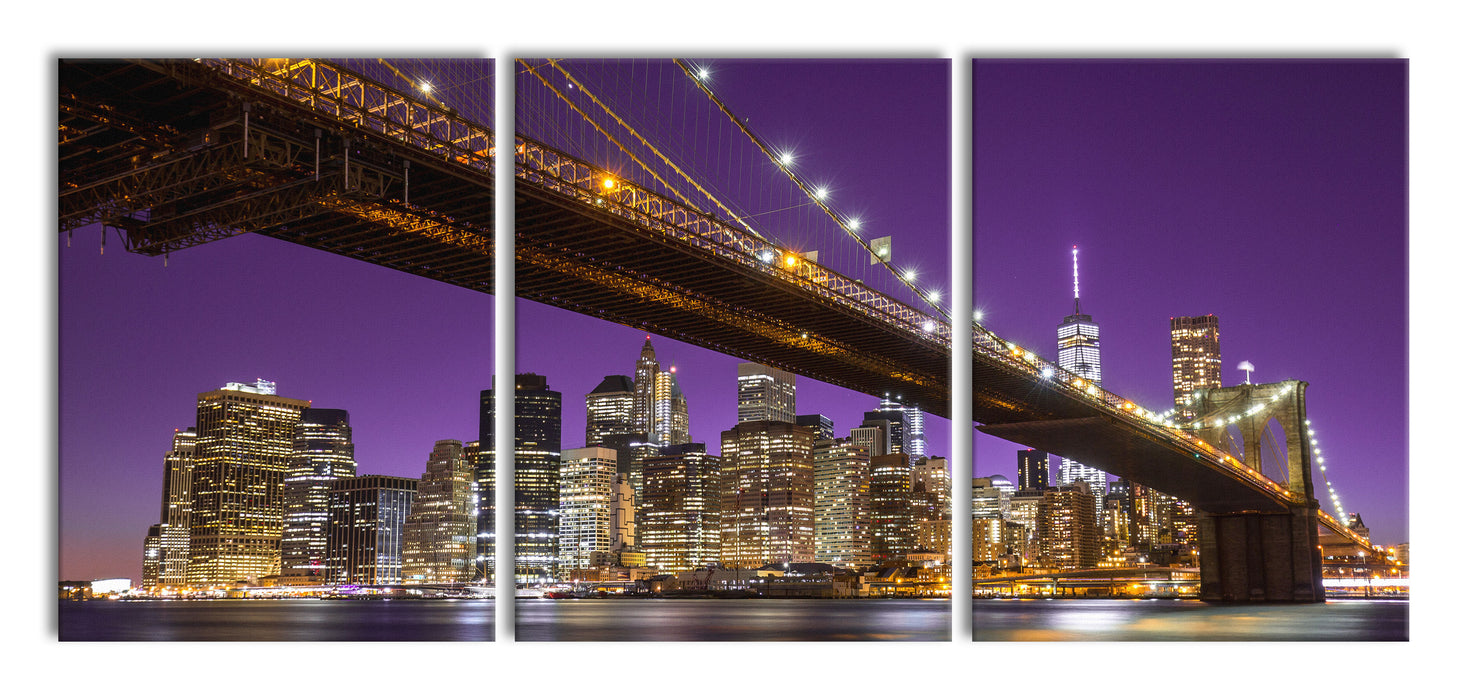 Skyline von Manhattan, XXL Leinwandbild als 3 Teiler