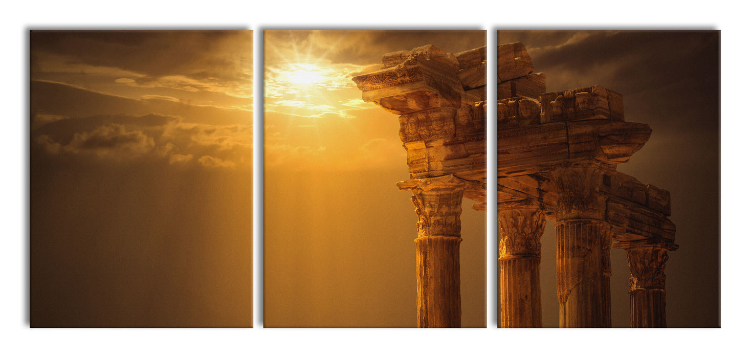 Antiker Apollontempel, XXL Leinwandbild als 3 Teiler