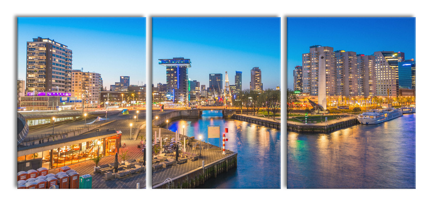 Ausblick auf Rotterdam, XXL Leinwandbild als 3 Teiler