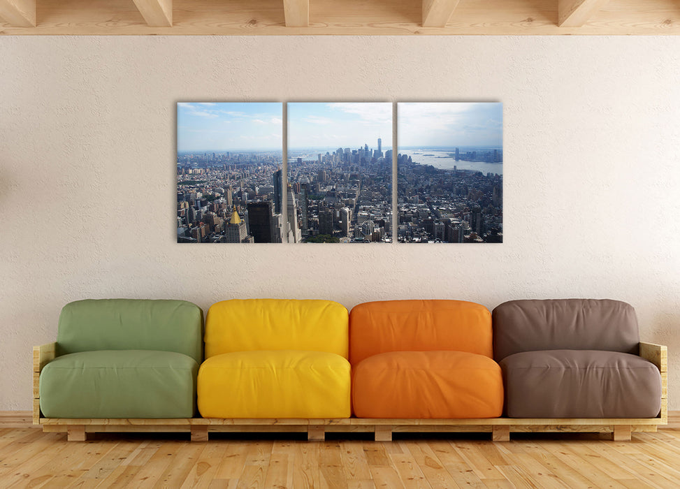 New York City Panorama, XXL Leinwandbild als 3 Teiler