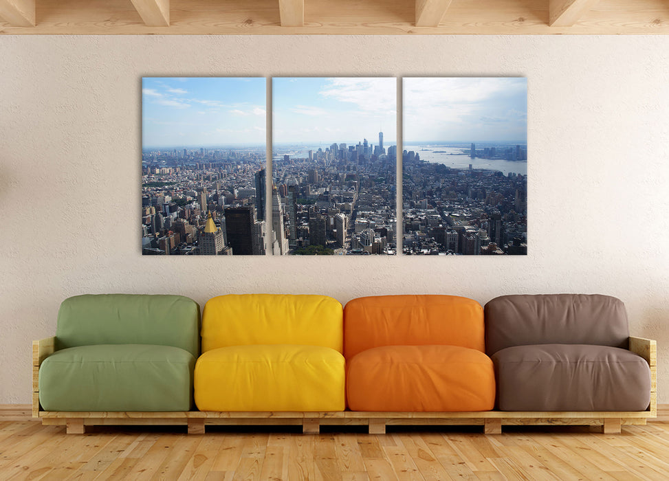 New York City Panorama, XXL Leinwandbild als 3 Teiler