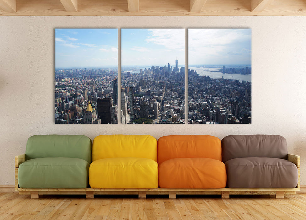 New York City Panorama, XXL Leinwandbild als 3 Teiler