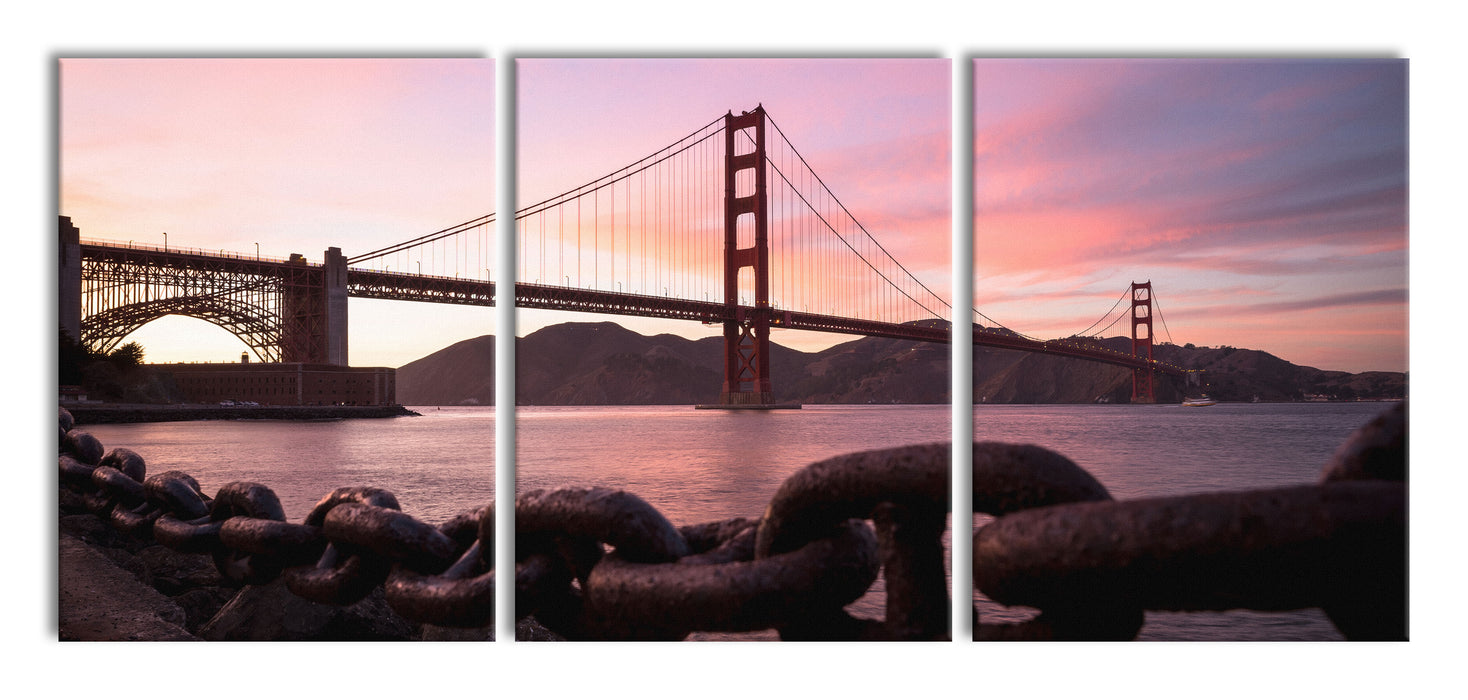 Golden Gate Bridge, XXL Leinwandbild als 3 Teiler