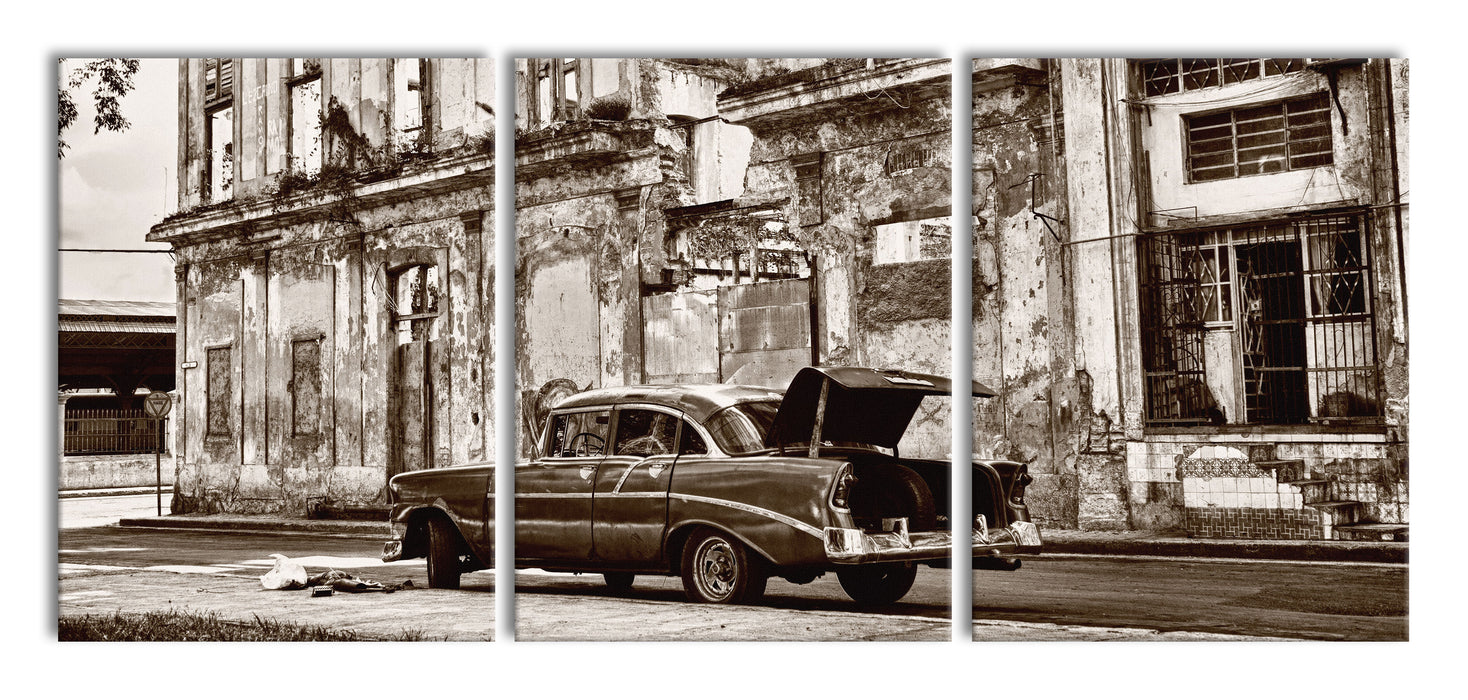 die Strassen Havannas, XXL Leinwandbild als 3 Teiler