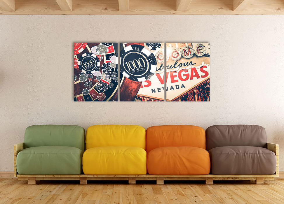 Las Vegas Casino Roulette, XXL Leinwandbild als 3 Teiler