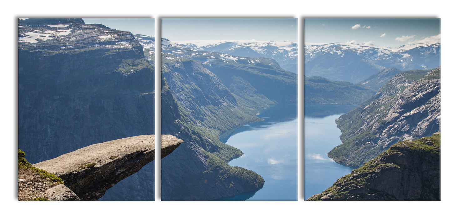 Blick auf wunderschönes Tal, XXL Leinwandbild als 3 Teiler