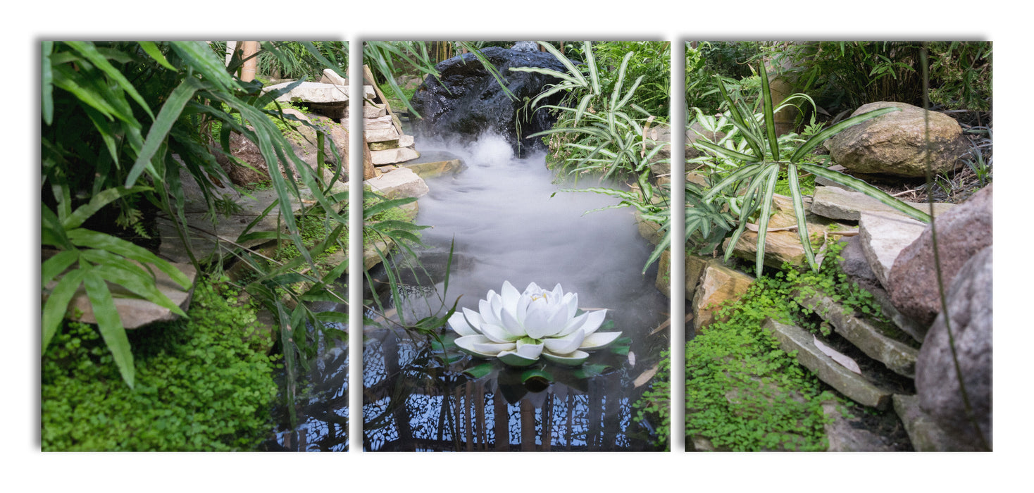Zen Garten Japan, XXL Leinwandbild als 3 Teiler