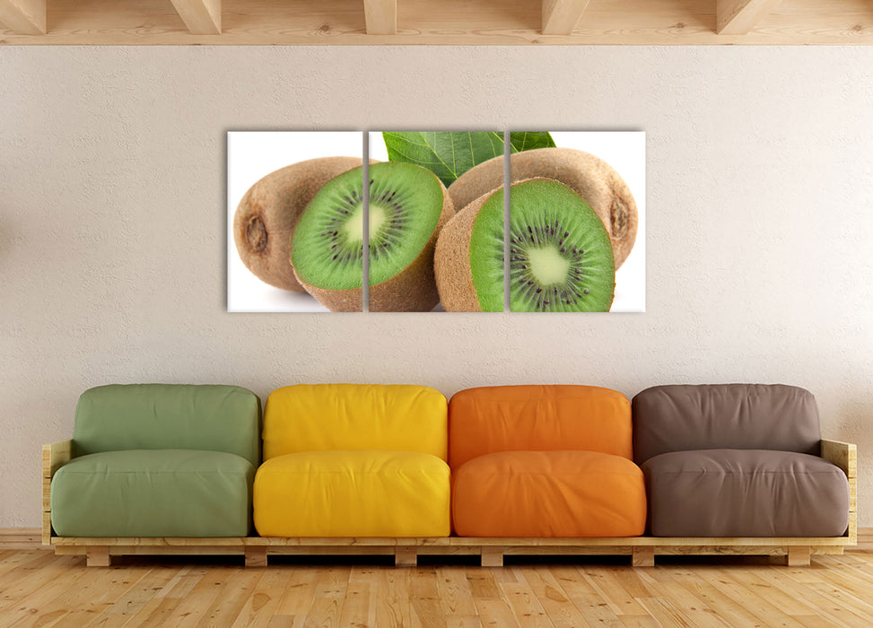 Leckere Kiwis, XXL Leinwandbild als 3 Teiler