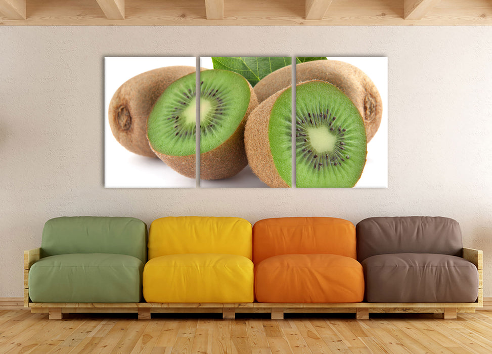 Leckere Kiwis, XXL Leinwandbild als 3 Teiler