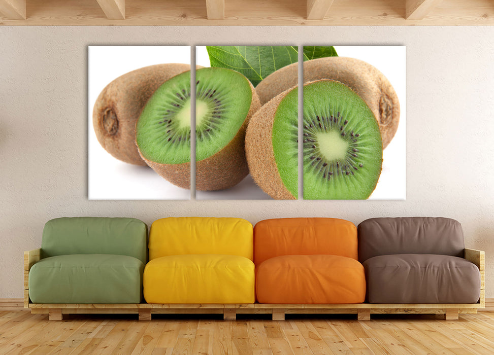 Leckere Kiwis, XXL Leinwandbild als 3 Teiler