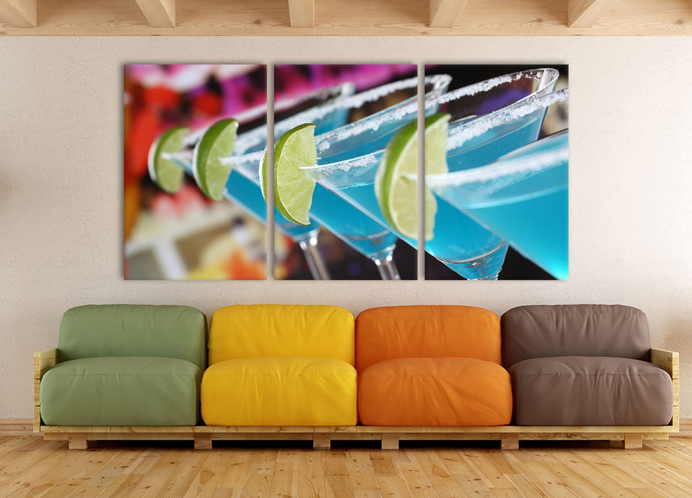 Schwimming Pool Cocktails, XXL Leinwandbild als 3 Teiler