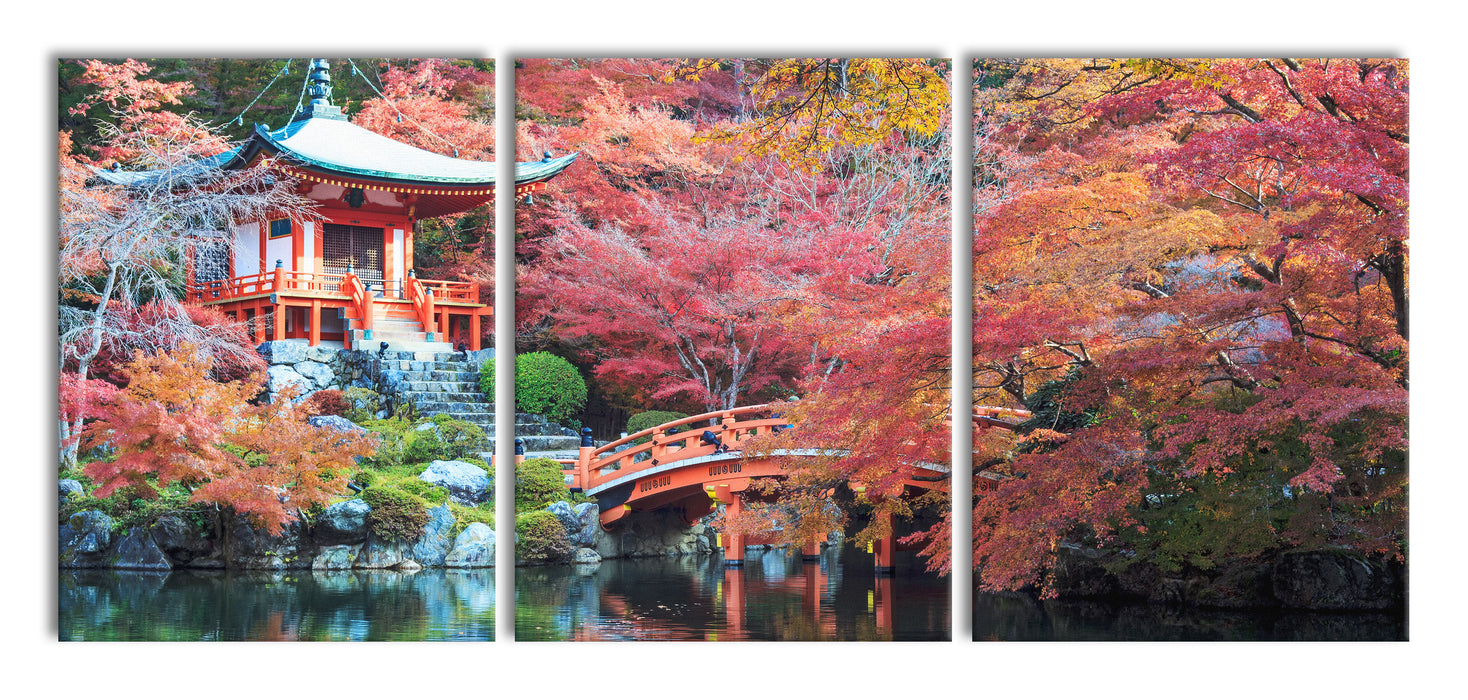 Wunderschönes Kloster in Japan, XXL Leinwandbild als 3 Teiler
