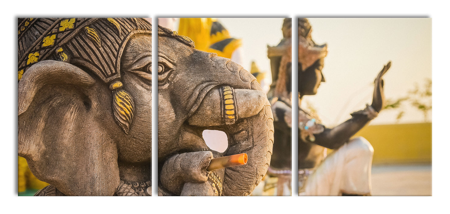 Elefantengottheit in Thailand, XXL Leinwandbild als 3 Teiler