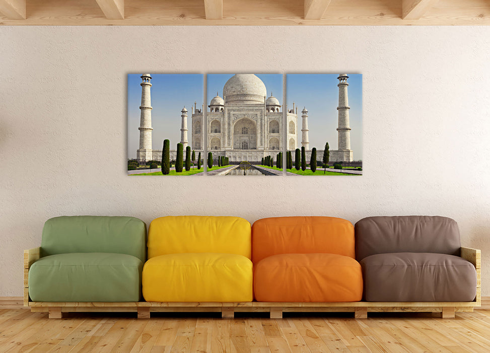 Gewaltiger Taj Mahal, XXL Leinwandbild als 3 Teiler