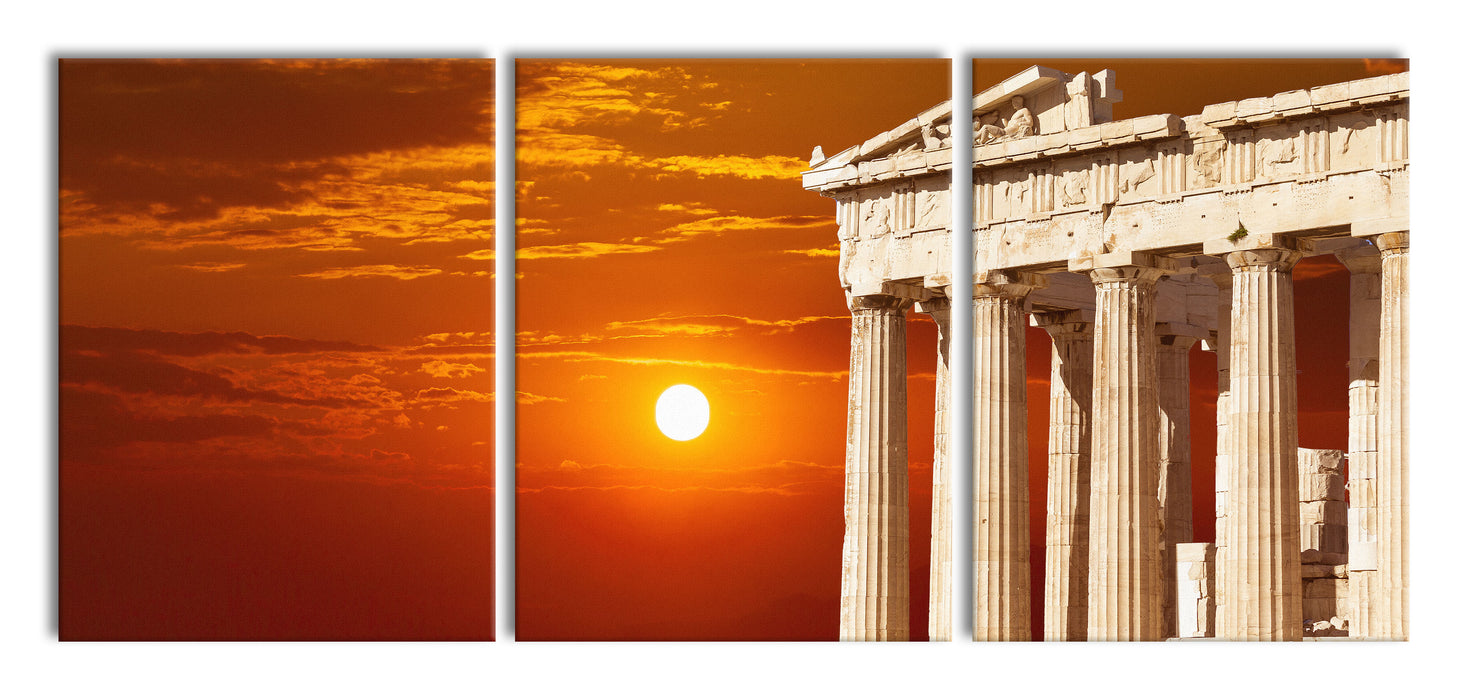 Tempel der Athene, XXL Leinwandbild als 3 Teiler