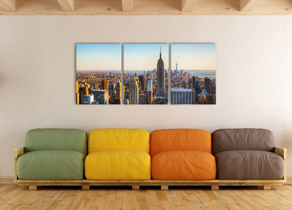 Empire State Building in New York, XXL Leinwandbild als 3 Teiler