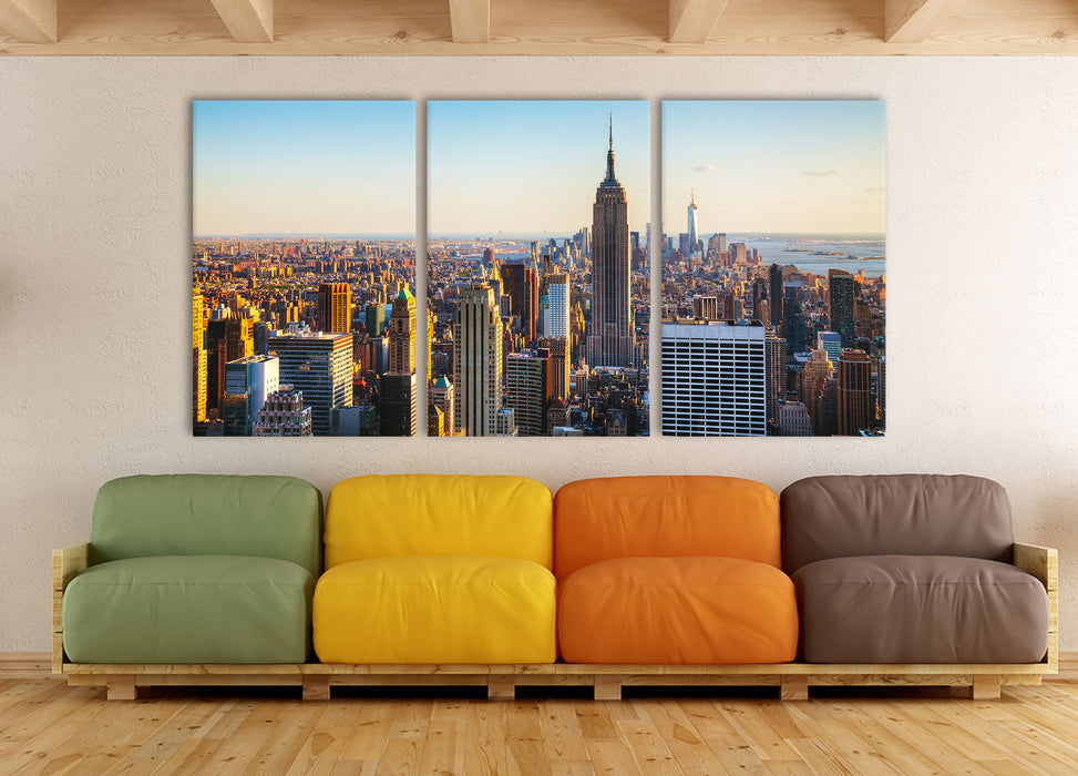 Empire State Building in New York, XXL Leinwandbild als 3 Teiler