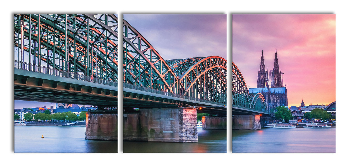 Hohenzollernbrücke in Köln, XXL Leinwandbild als 3 Teiler