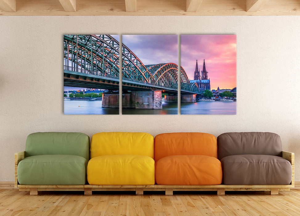 Hohenzollernbrücke in Köln, XXL Leinwandbild als 3 Teiler