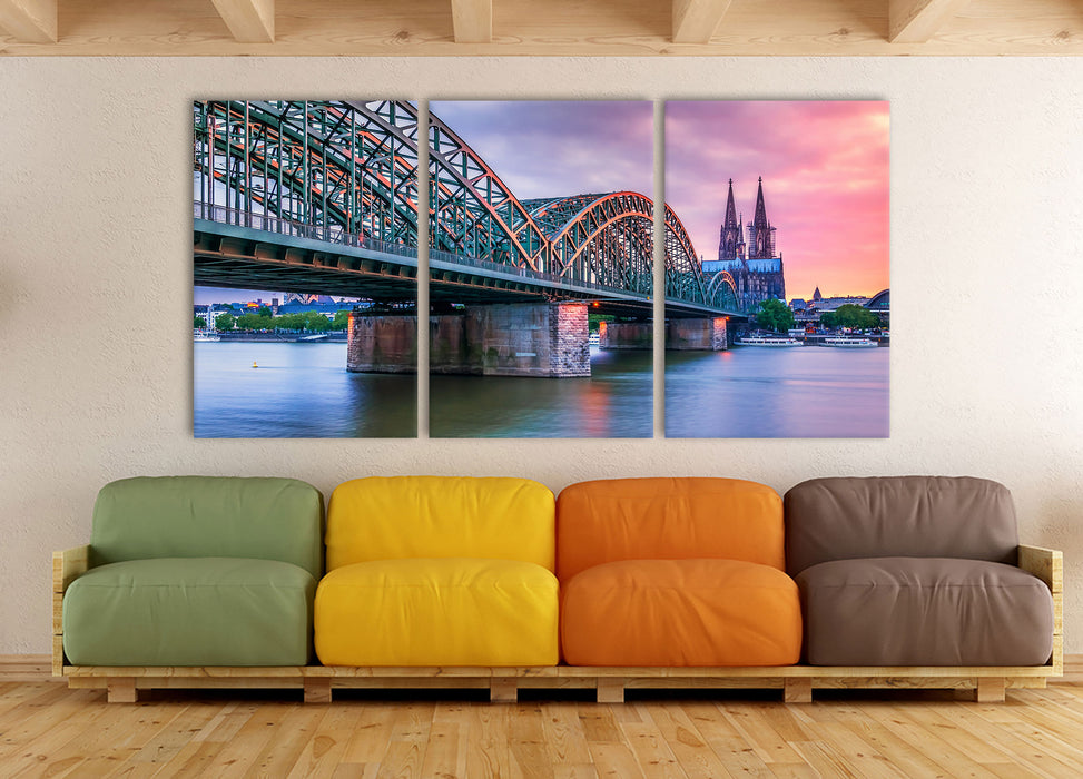 Hohenzollernbrücke in Köln, XXL Leinwandbild als 3 Teiler