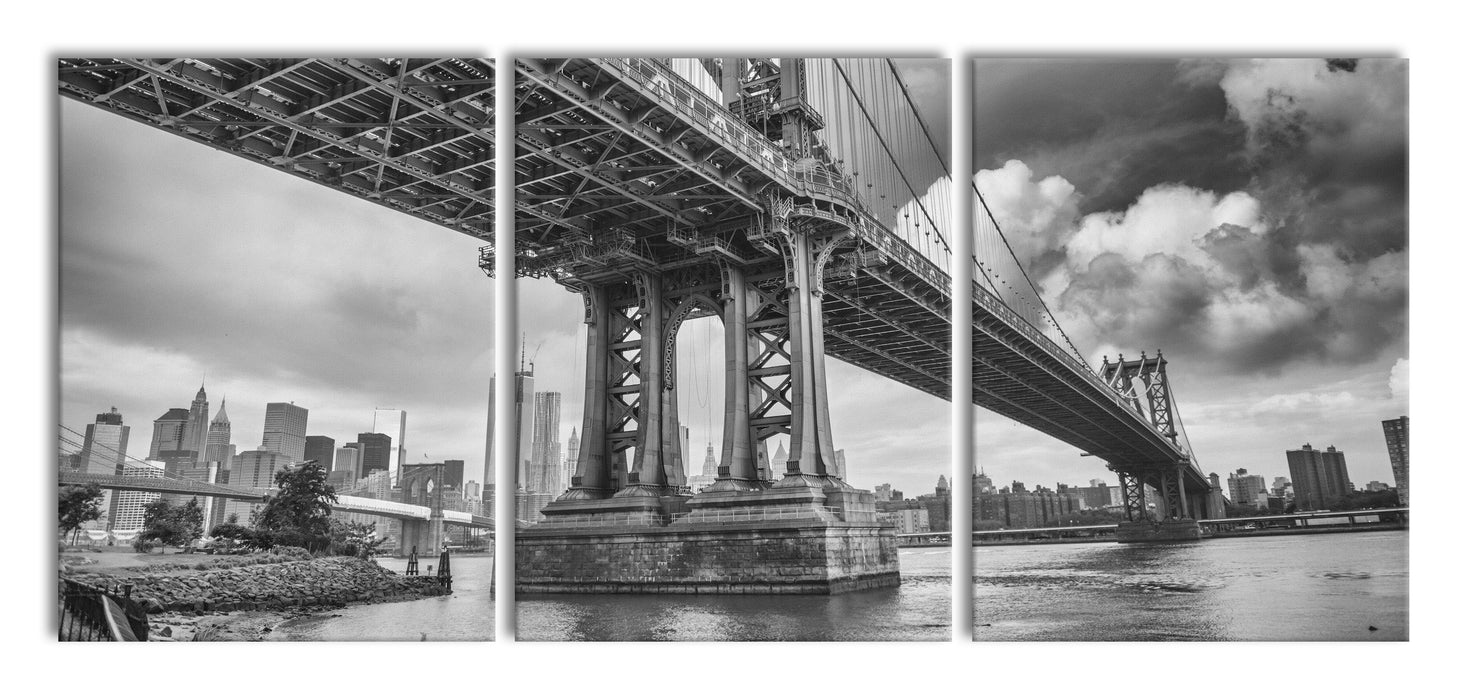 Manhattan Bridge New York, XXL Leinwandbild als 3 Teiler