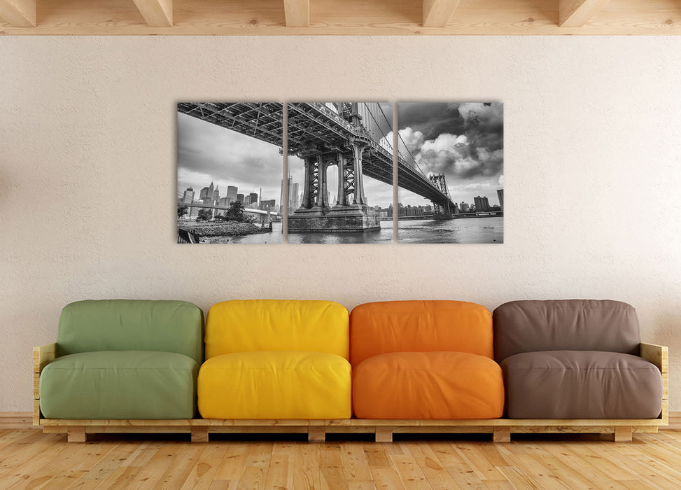 Manhattan Bridge New York, XXL Leinwandbild als 3 Teiler