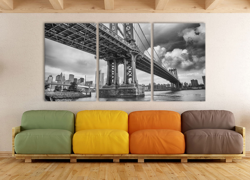 Manhattan Bridge New York, XXL Leinwandbild als 3 Teiler