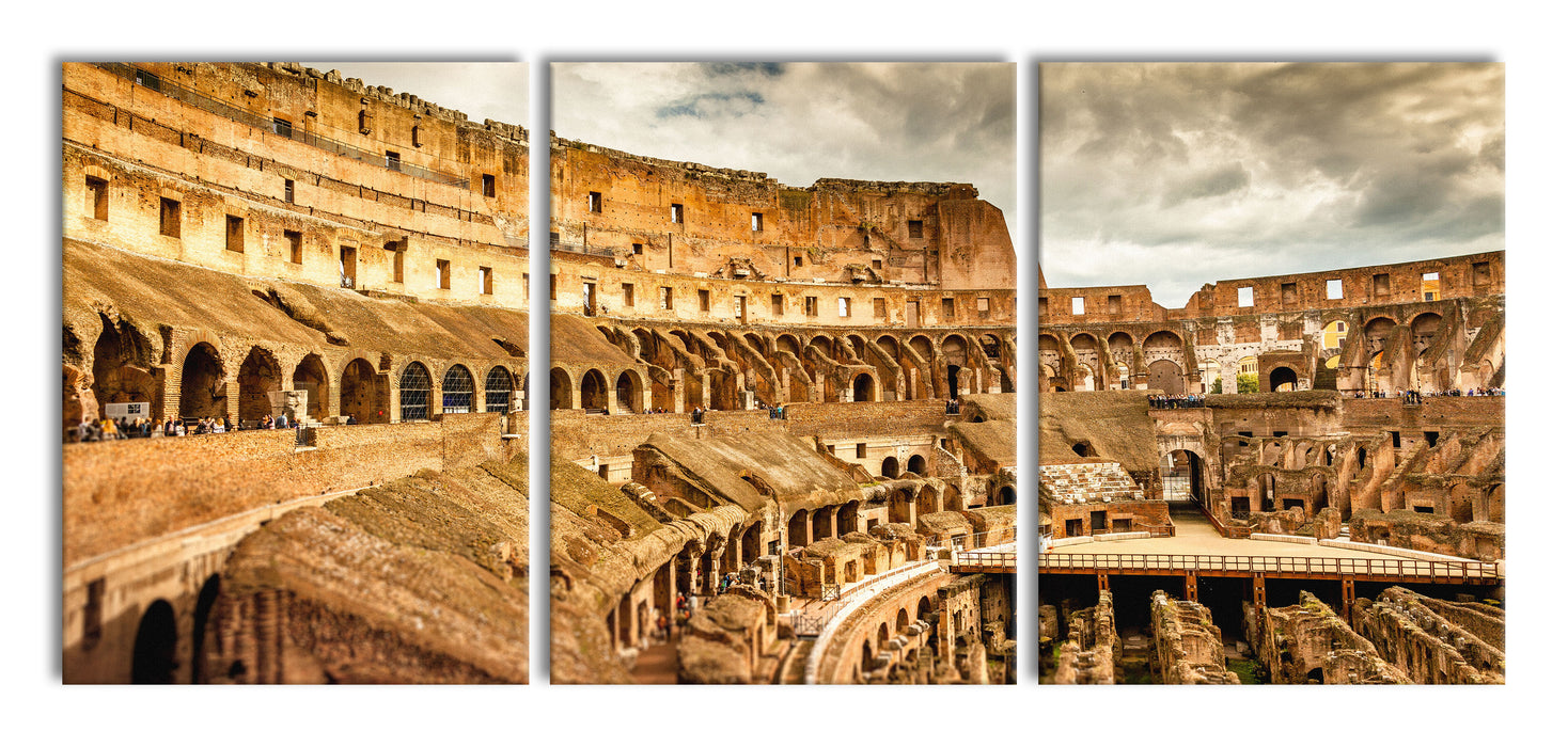 Colloseum in Rom von innen, XXL Leinwandbild als 3 Teiler