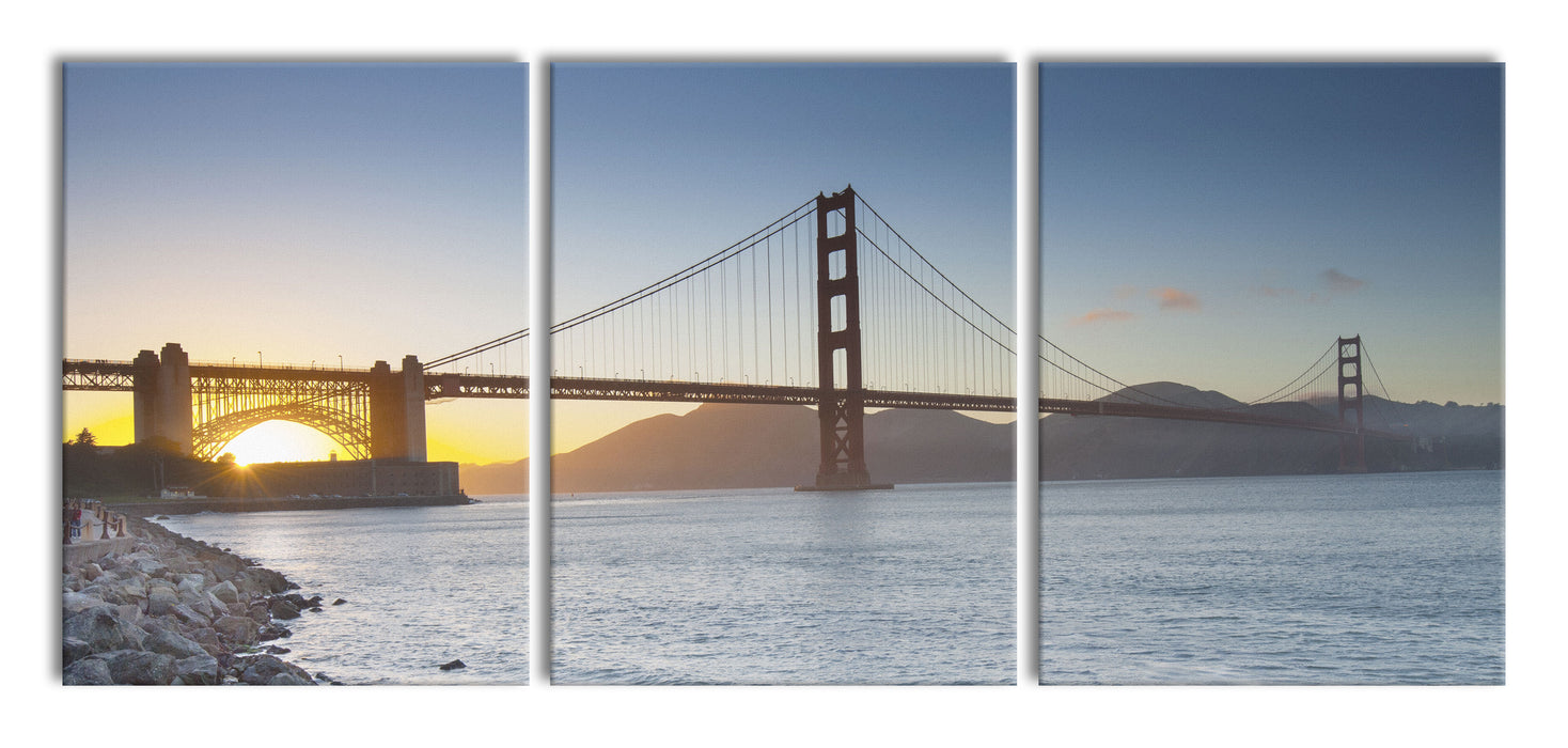 Imposante Golden Gate Bridge, XXL Leinwandbild als 3 Teiler