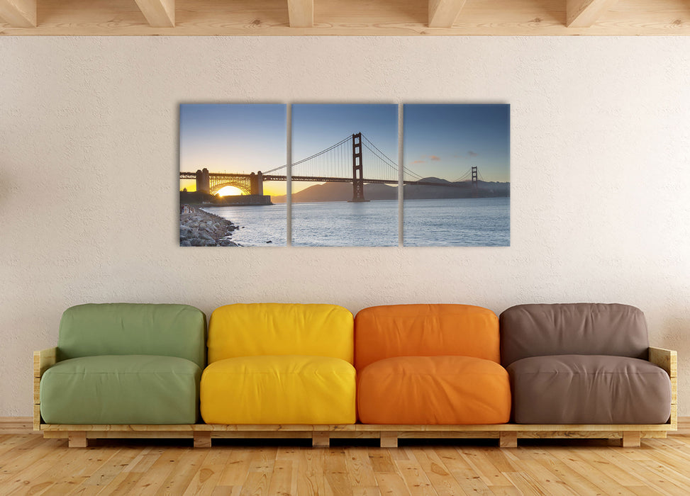 Imposante Golden Gate Bridge, XXL Leinwandbild als 3 Teiler
