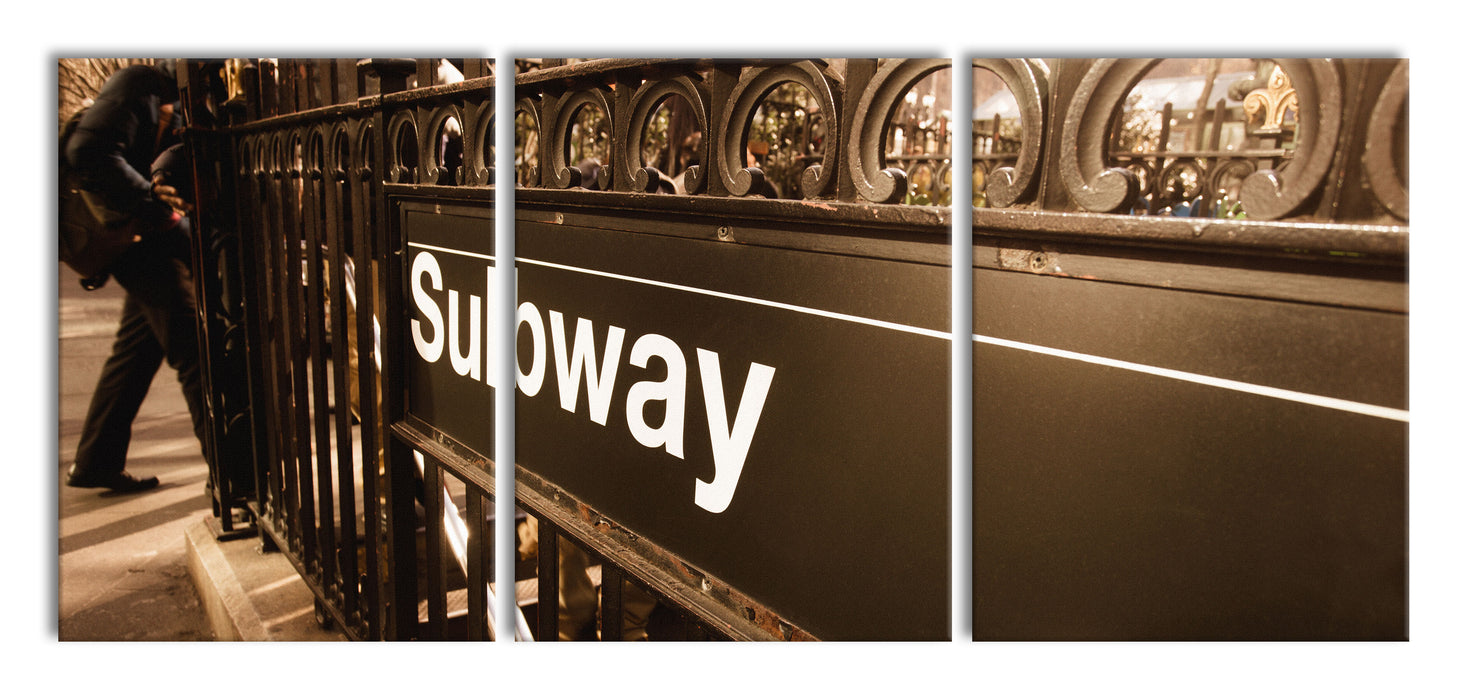 U-Bahn Subway London, XXL Leinwandbild als 3 Teiler