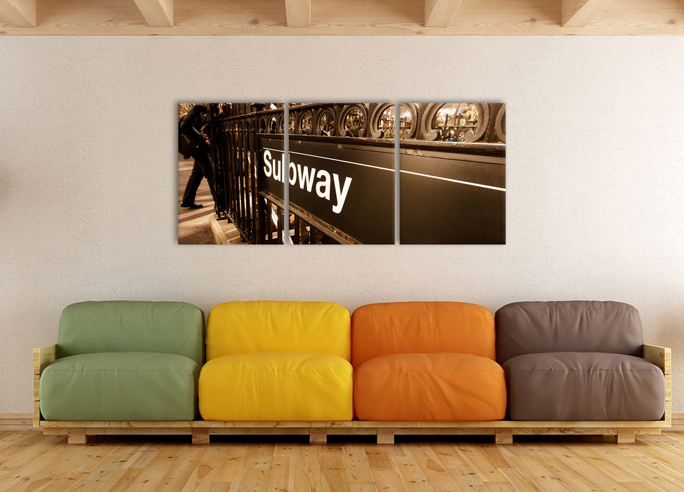 U-Bahn Subway London, XXL Leinwandbild als 3 Teiler