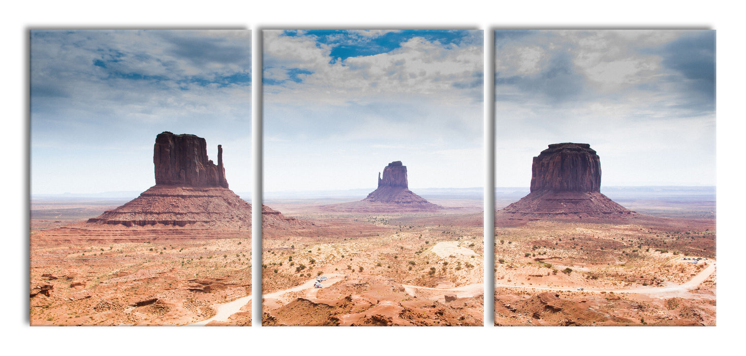 Monument Valley, XXL Leinwandbild als 3 Teiler