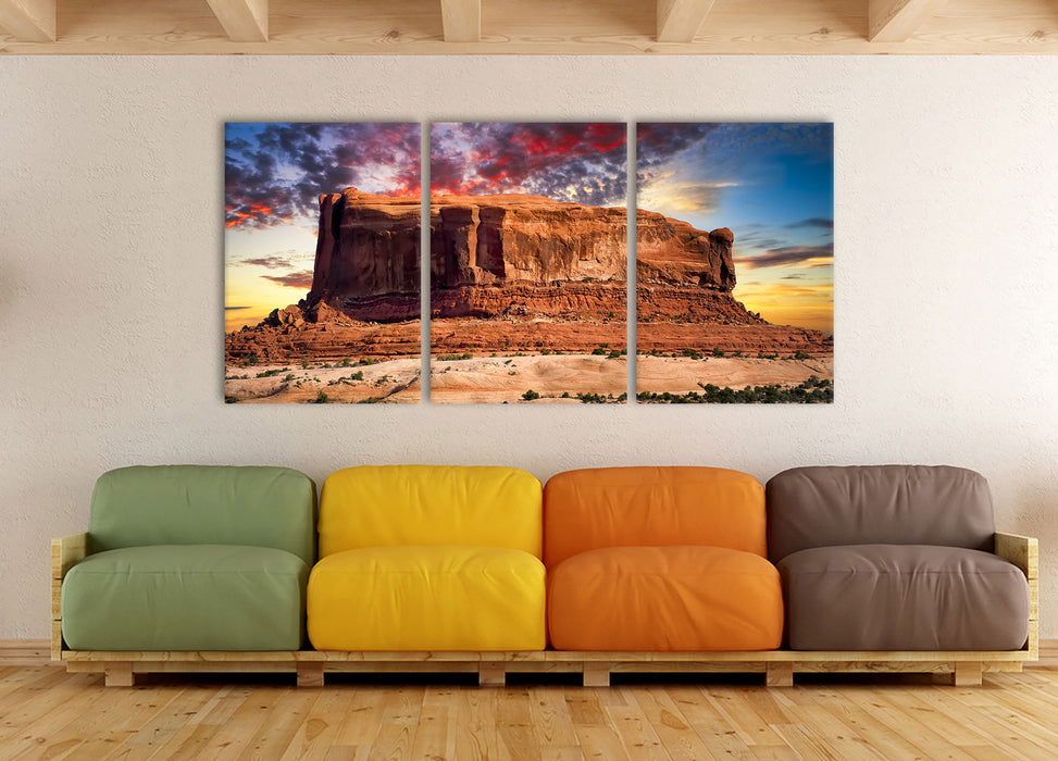 Monument Valley, XXL Leinwandbild als 3 Teiler