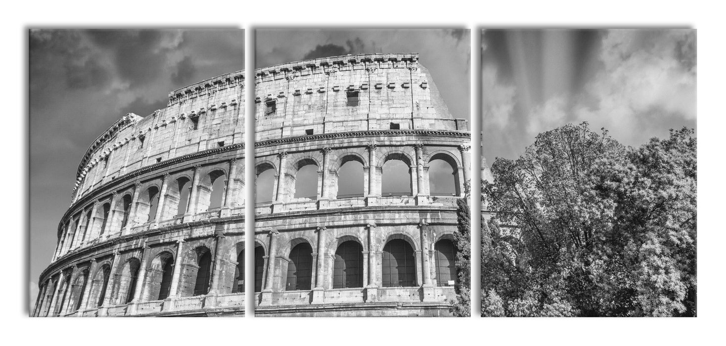klassisches Colloseum in Rom, XXL Leinwandbild als 3 Teiler