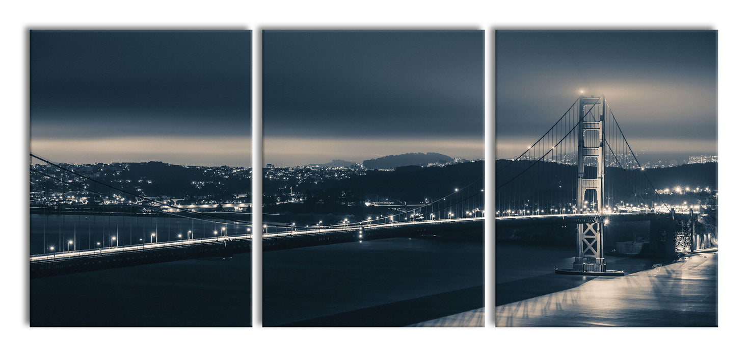 Golden Gate Bridge in New York, XXL Leinwandbild als 3 Teiler