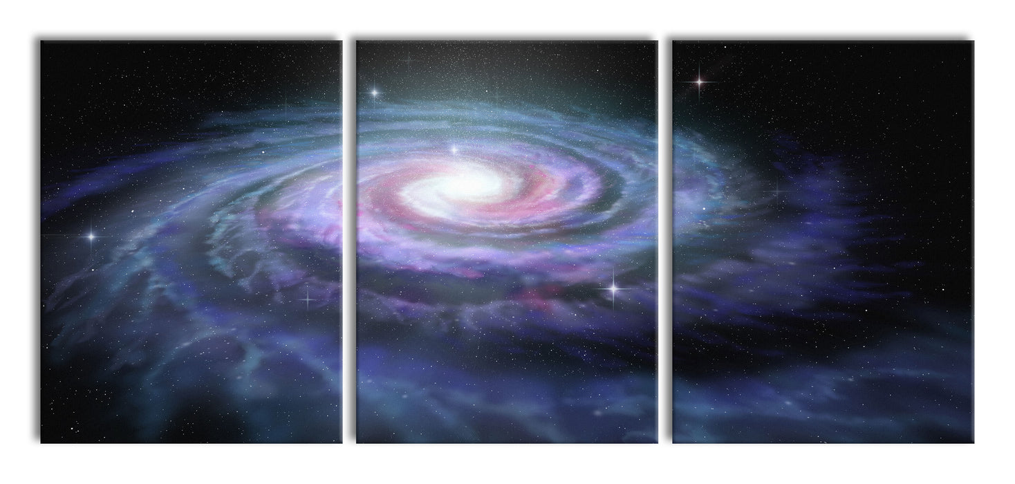 Sternenwirbel Galaxie, XXL Leinwandbild als 3 Teiler