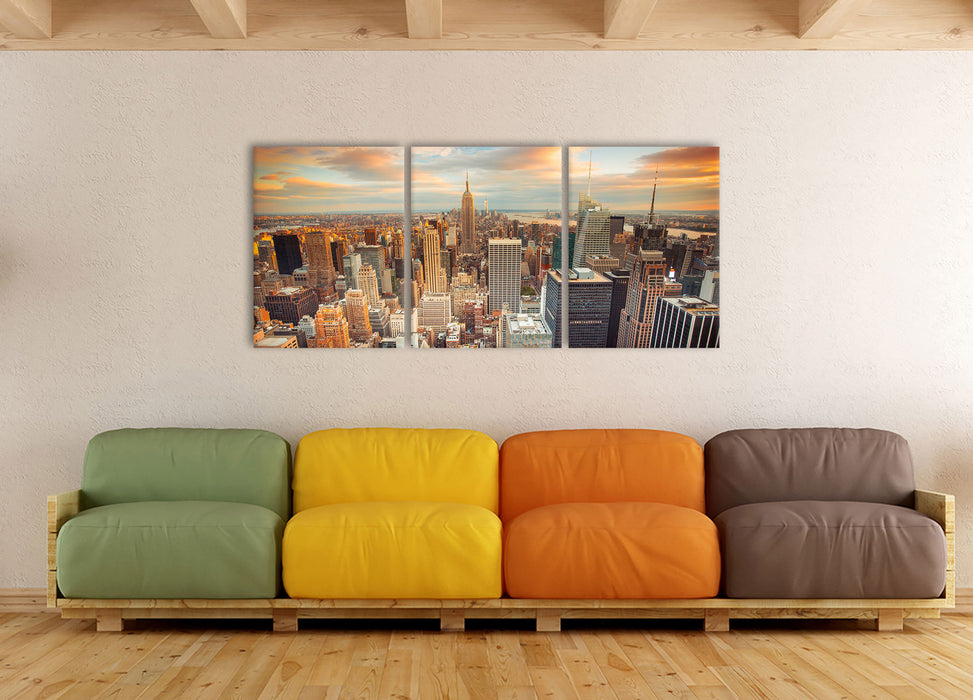 Skyline von New York, XXL Leinwandbild als 3 Teiler