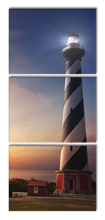 Cape Hatteras Leuchtturm, XXL Leinwandbild als 3 Teiler